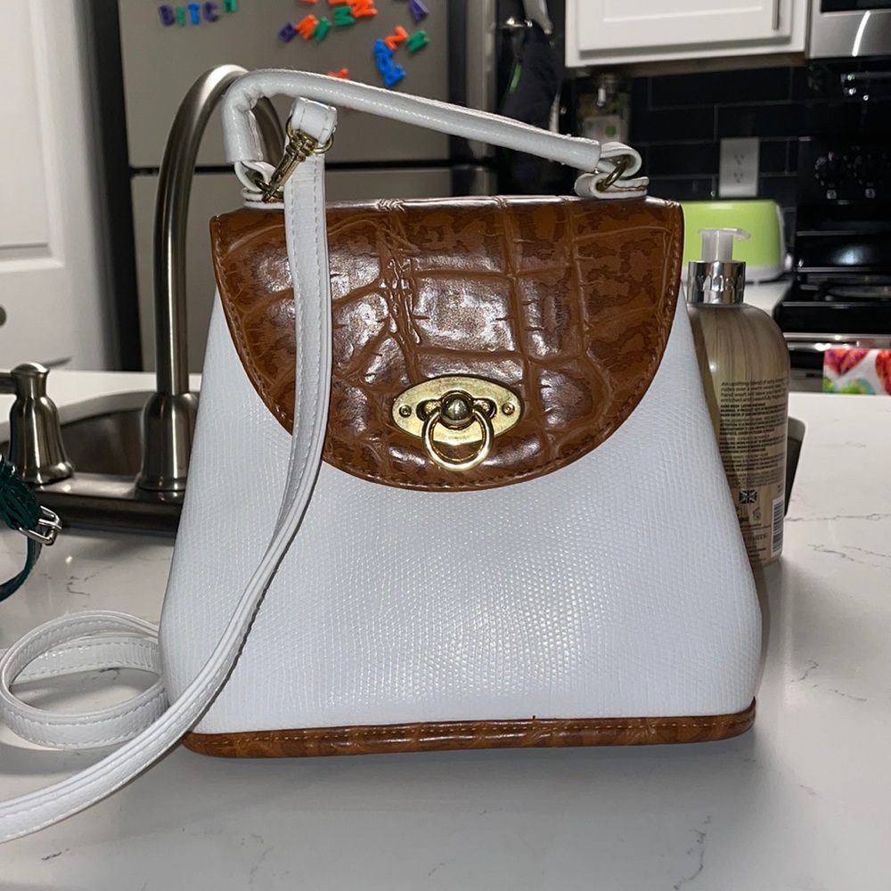 vintage white and tan crossbody